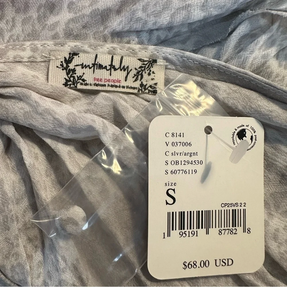 Free People Intimately Siren Bodysuit Silver Gray White Animal Leopard Print - Picture 6 of 9